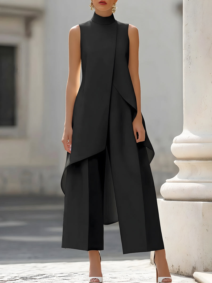 Catalina | Conjunto de Mujer Cuello Alto y Pantalón Palazzo