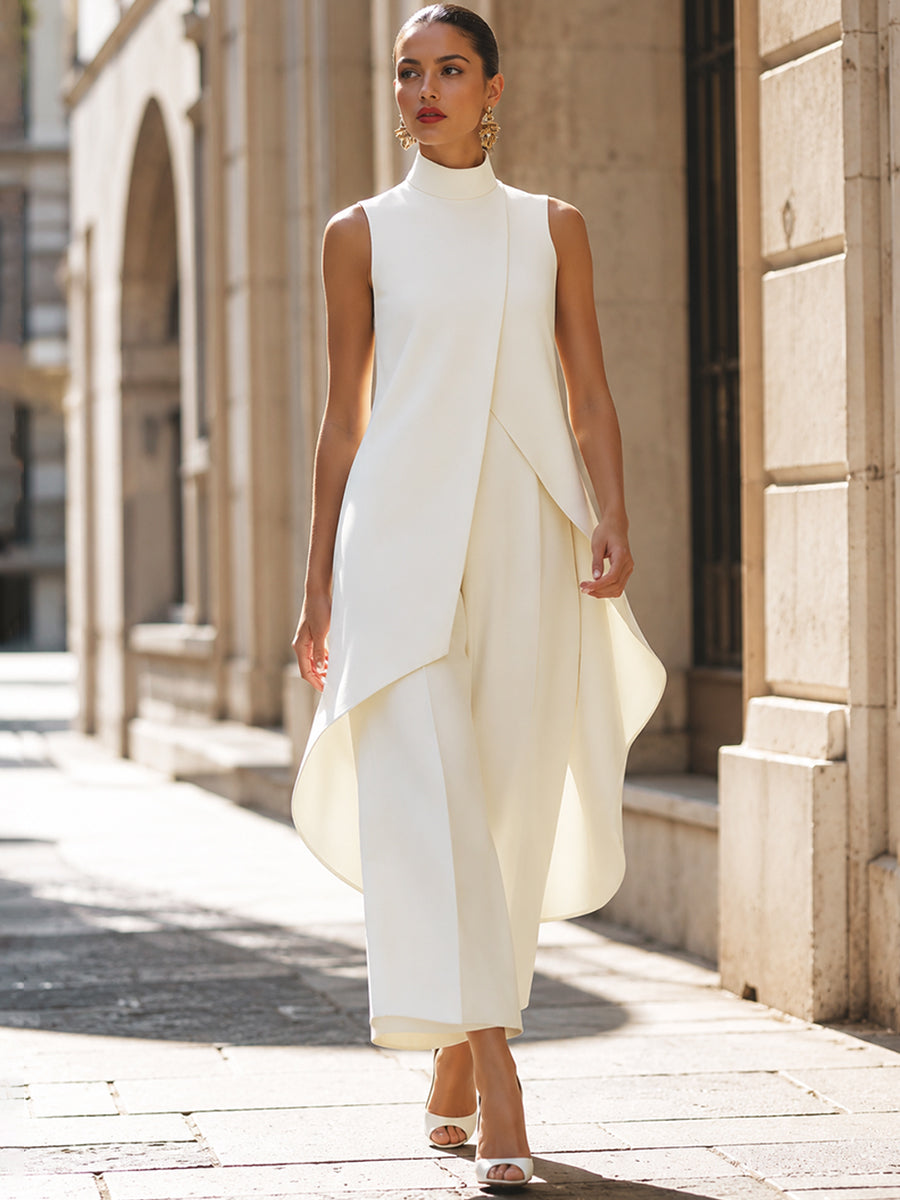 Catalina | Conjunto de Mujer Cuello Alto y Pantalón Palazzo