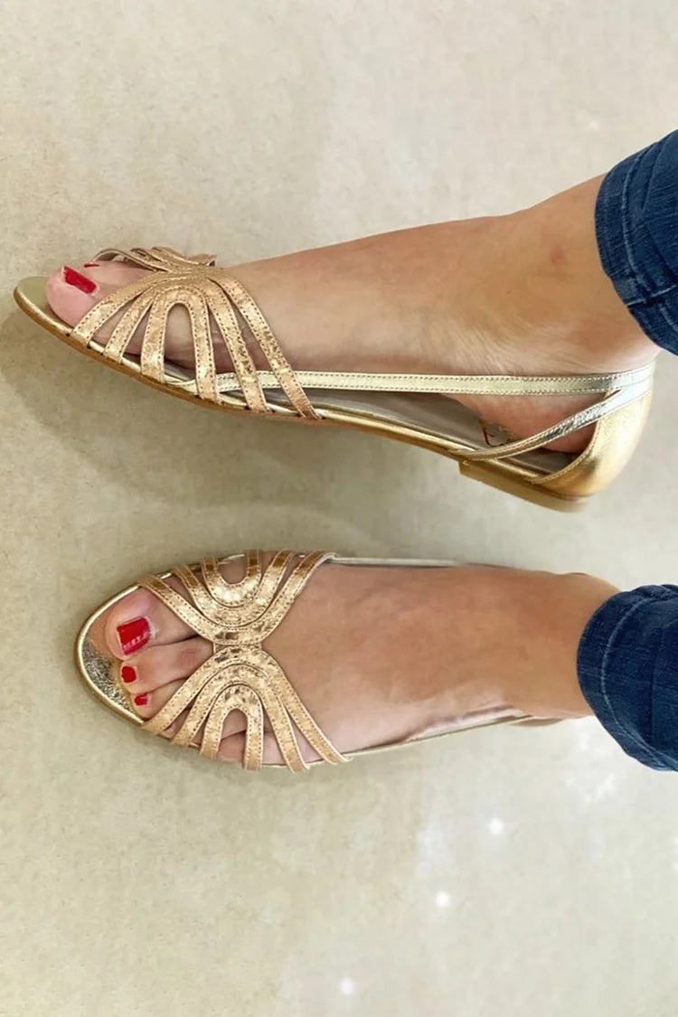 Solea™ | Sandalias Doradas Elegantes Punta Abierta
