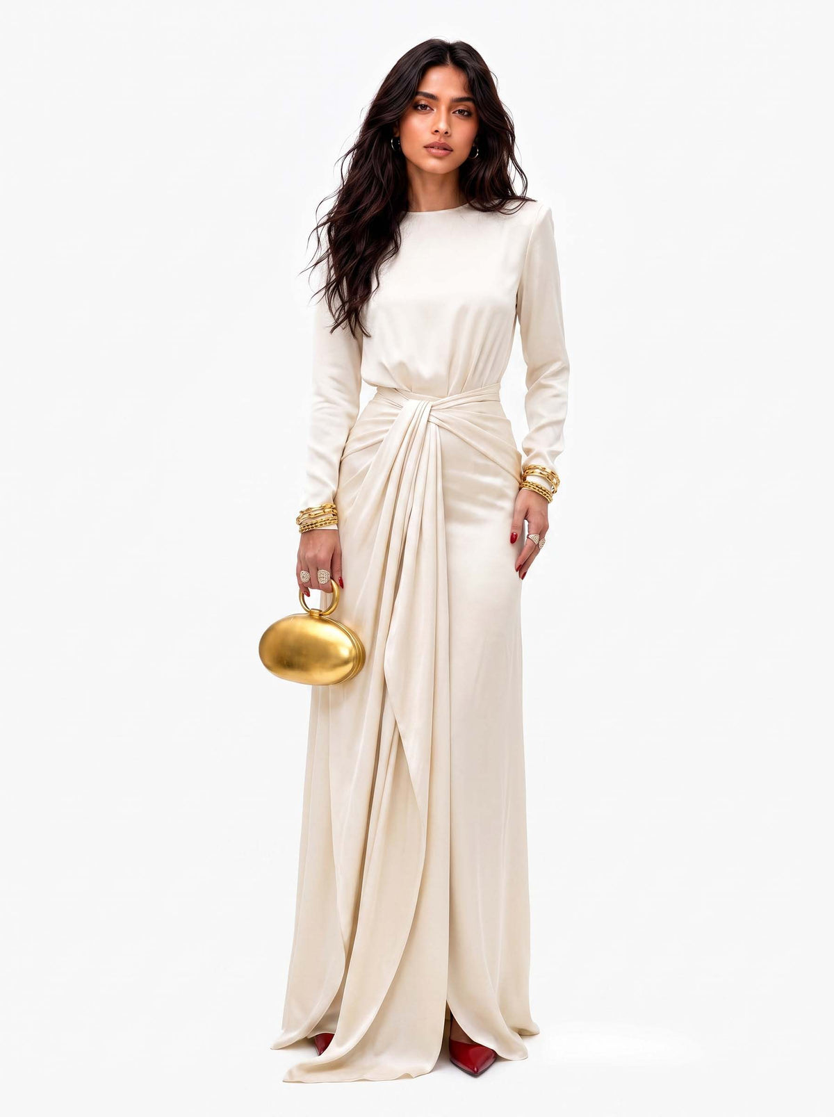 Cassandra | Vestido Largo de Mujer de Satén Drapeado