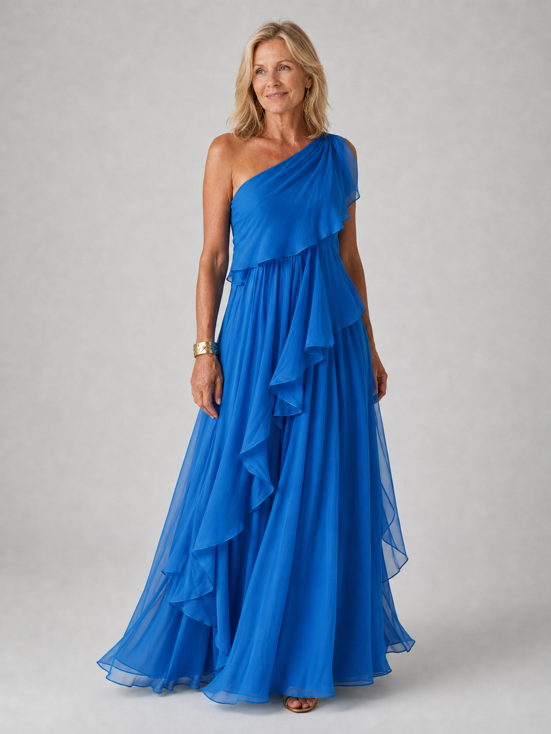 Victoria | Vestido Largo de Mujer de Un Hombro con Volantes