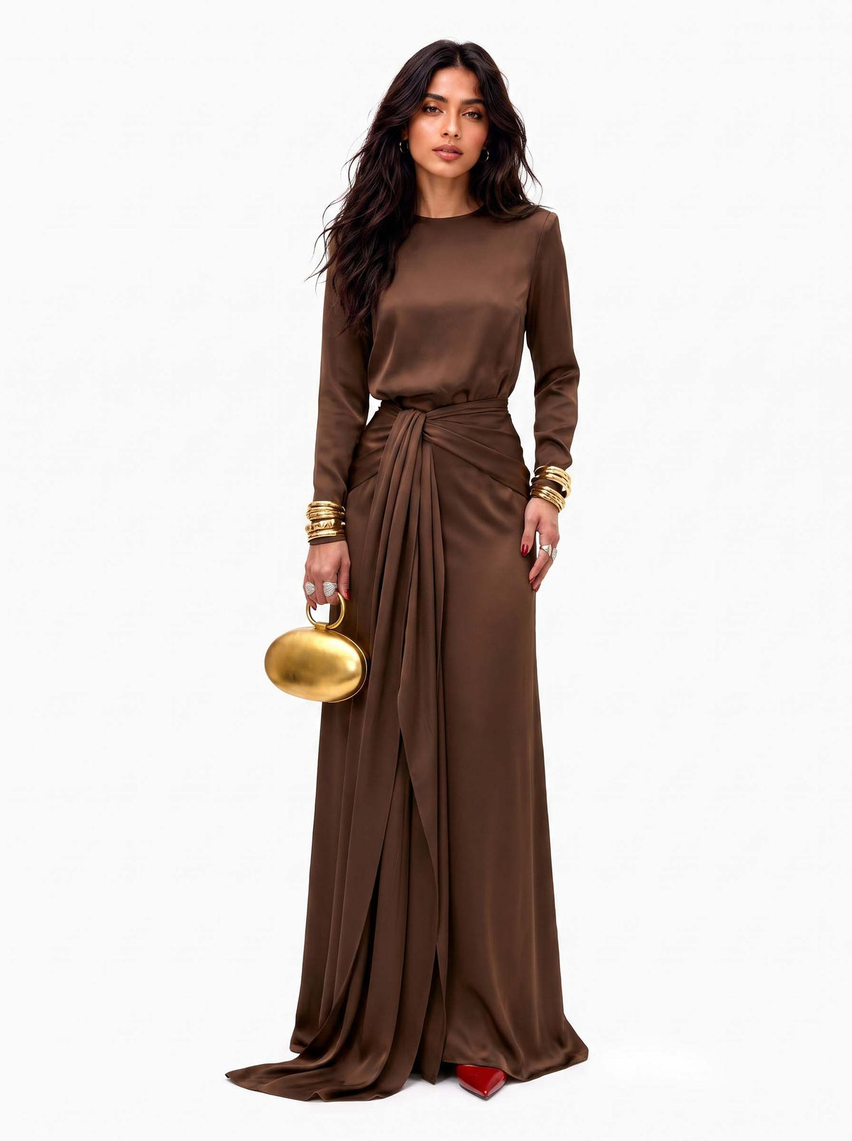 Cassandra | Vestido Largo de Mujer de Satén Drapeado