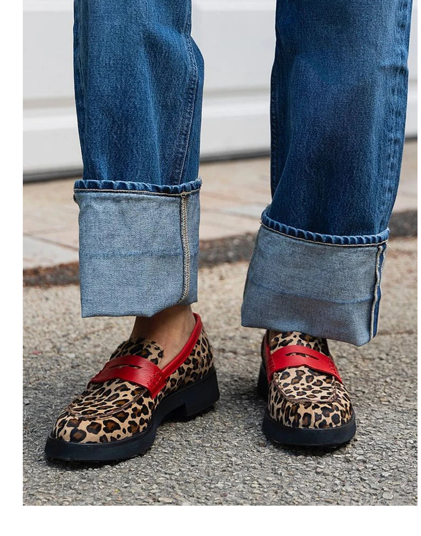 Mocasines Geneva Leopardo con Detalles Rojos