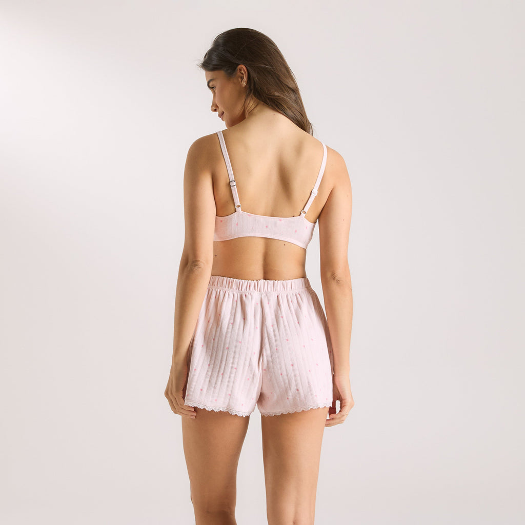 Pointelle Bralette - Florales Rosa