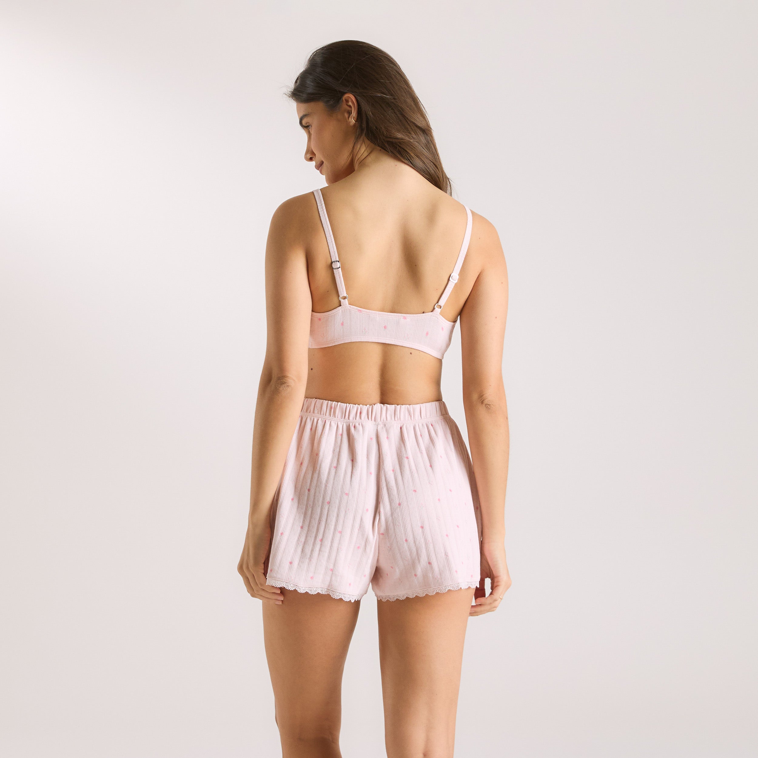 Pointelle Bralette - Florales Rosa