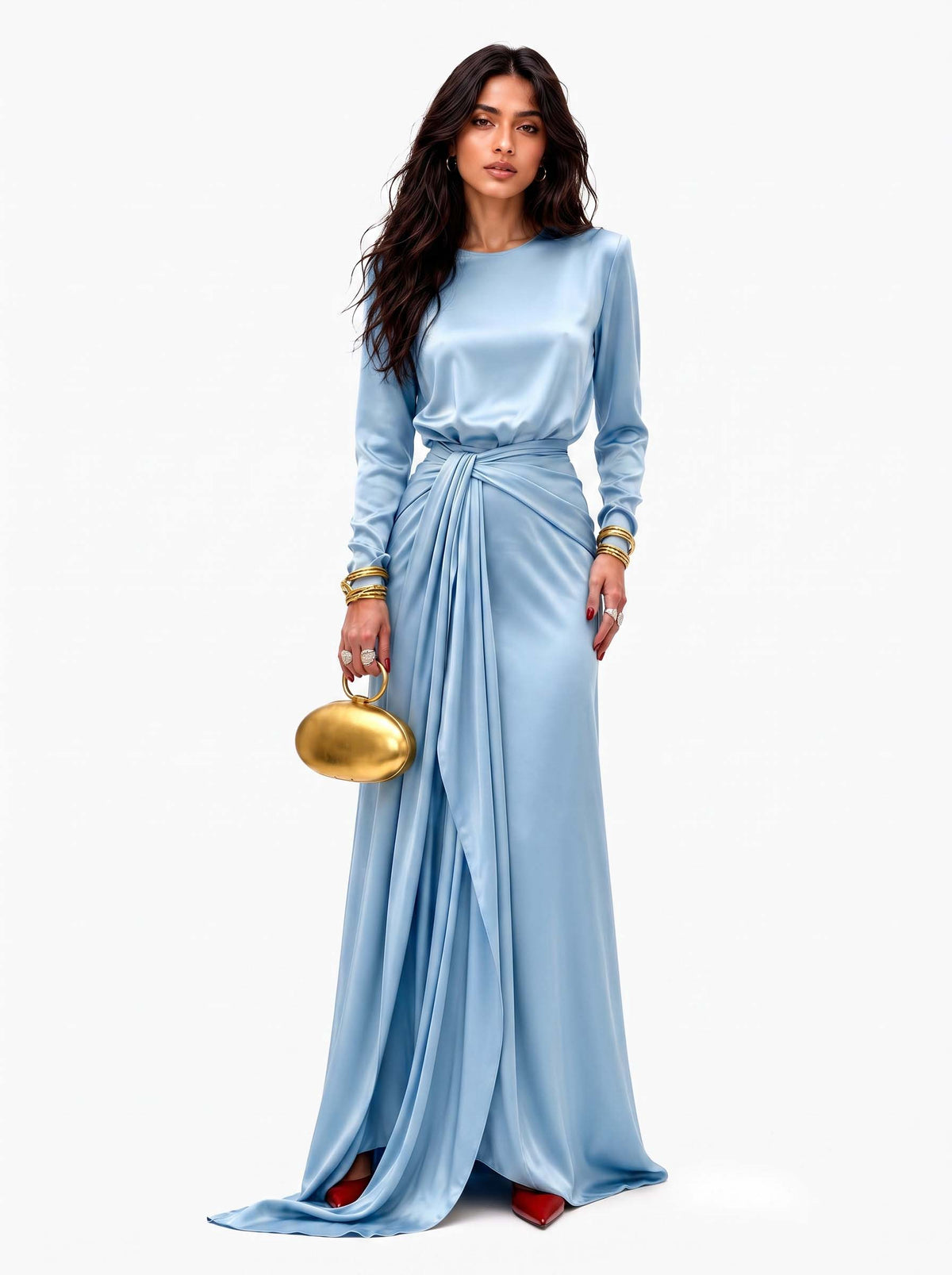 Cassandra | Vestido Largo de Mujer de Satén Drapeado