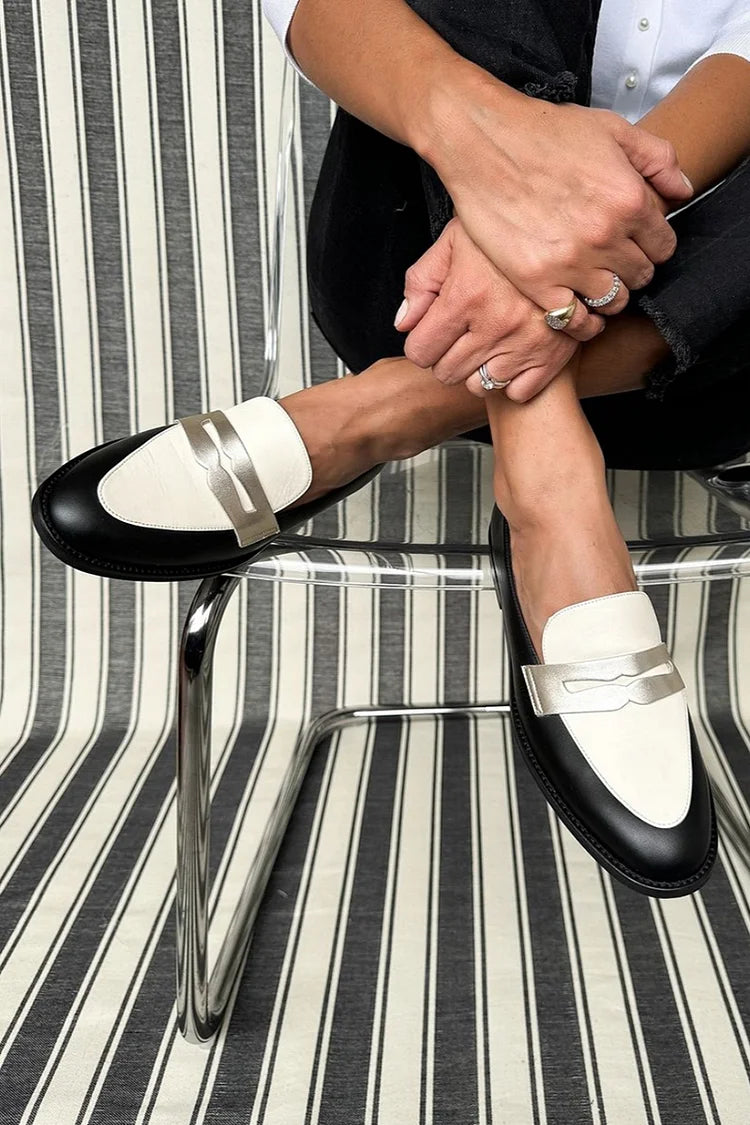 Mocasines Clásicos Blanco y Negro