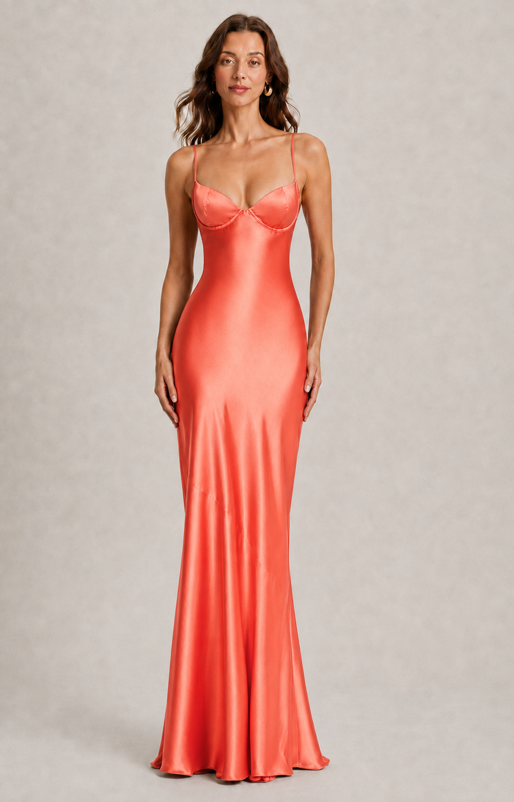Vestido Seda Coral