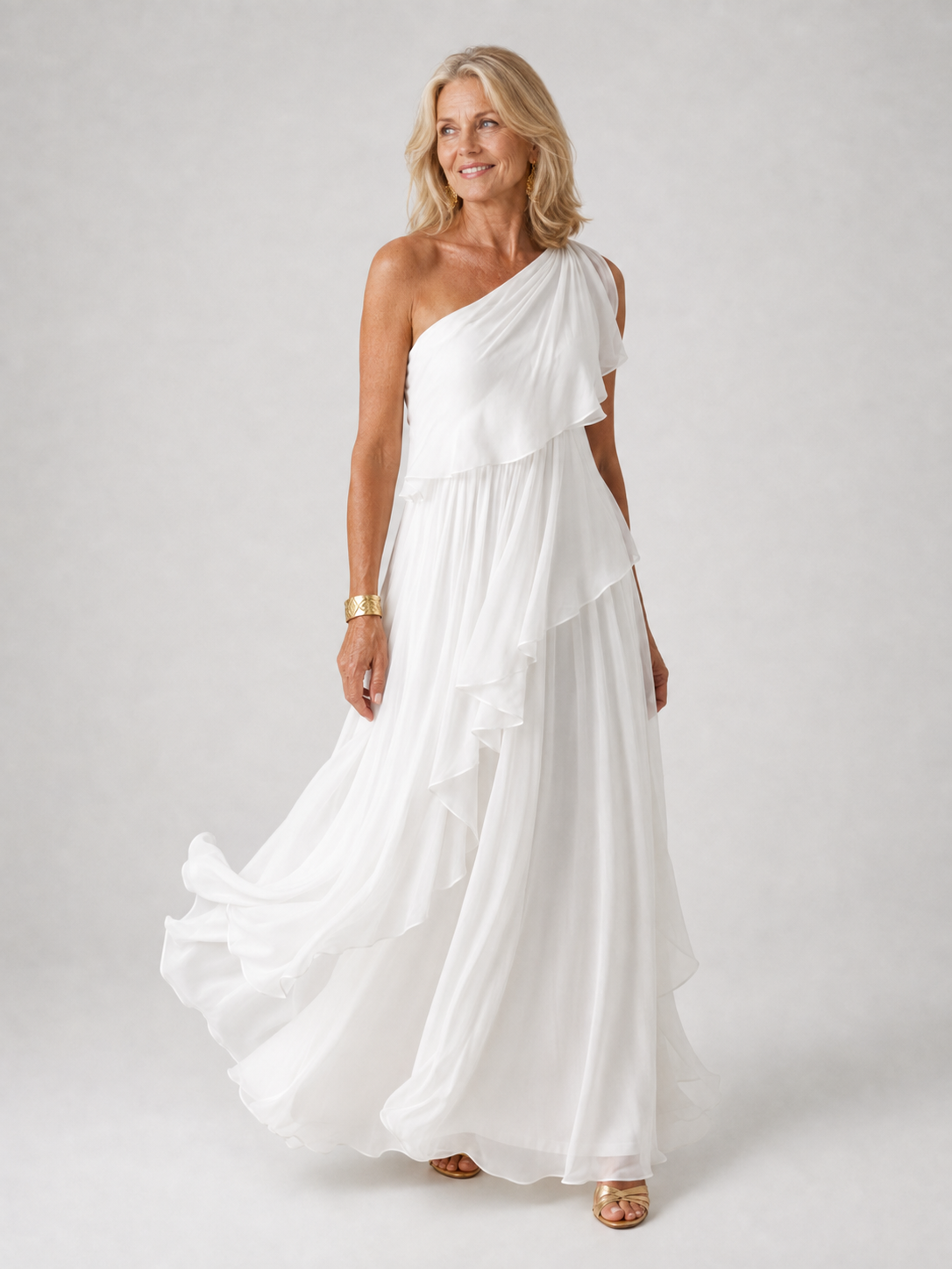 Victoria | Vestido Largo de Mujer de Un Hombro con Volantes
