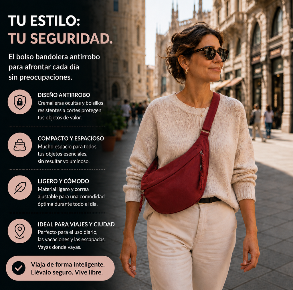 Rosa | Bolso de hombro color burdeos