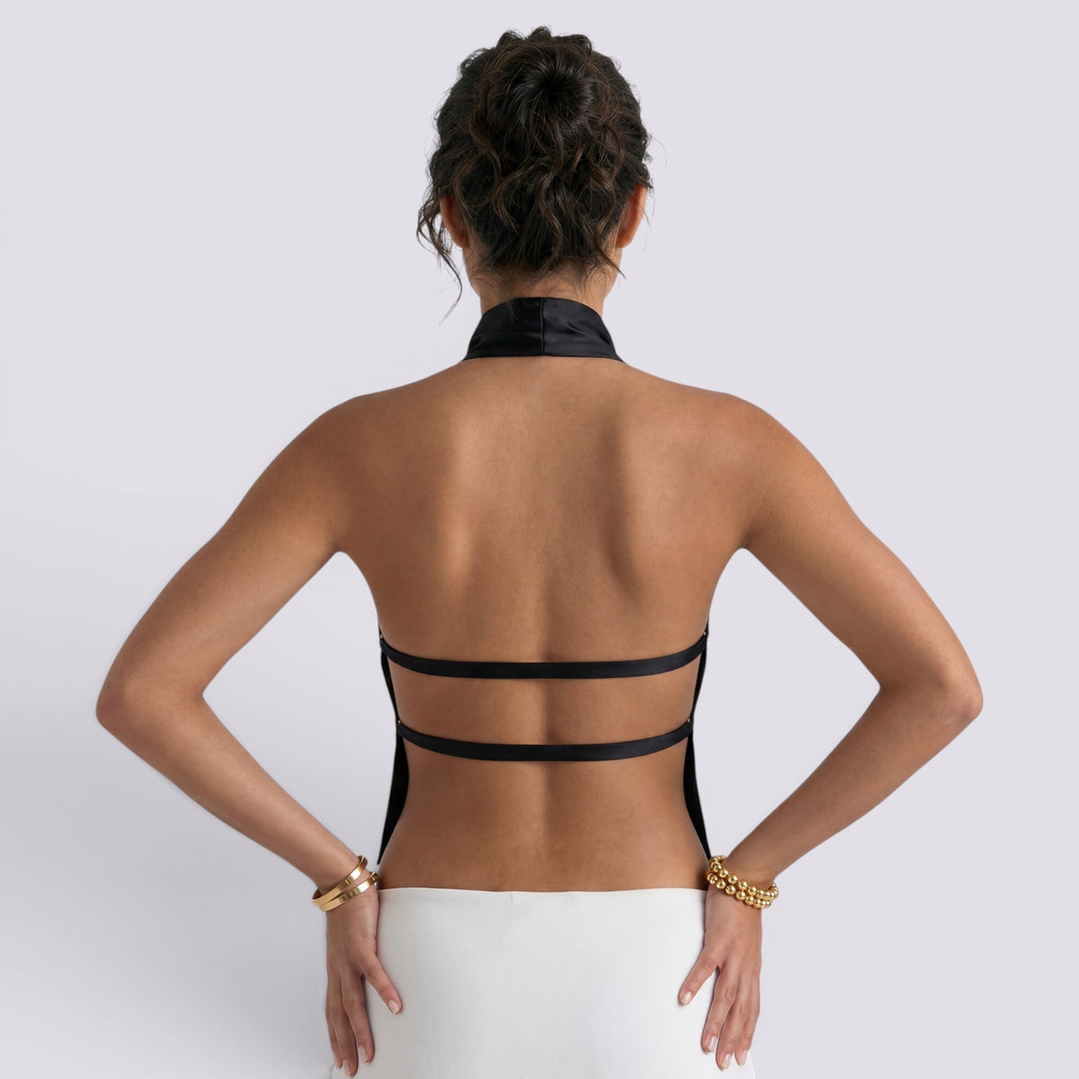 Top Satén Halter Mujer Sofisticado