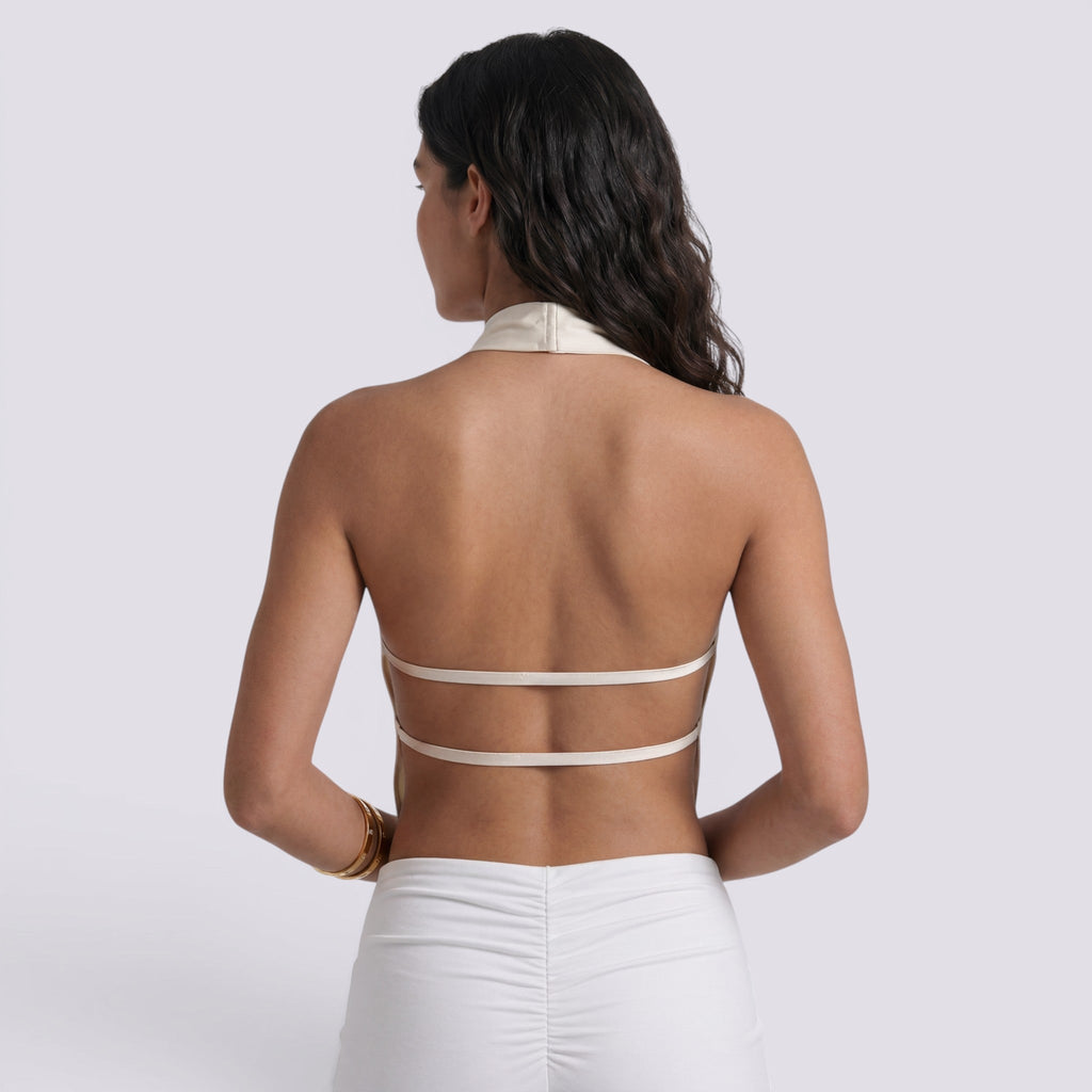 Top Satén Halter Mujer Sofisticado