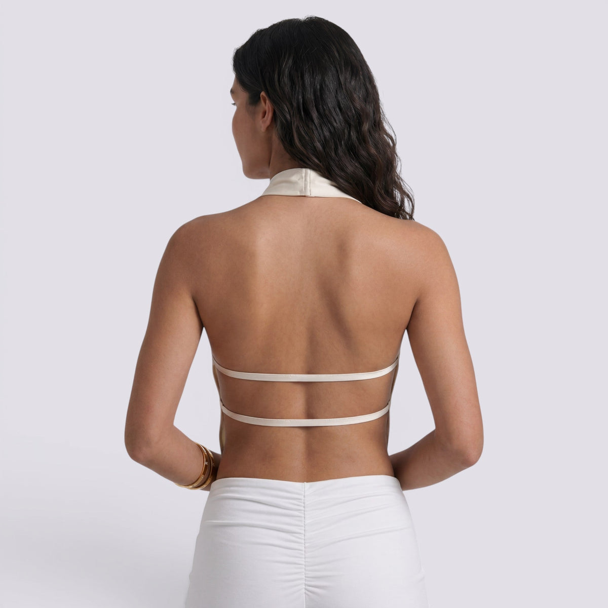 Top Satén Halter Mujer Sofisticado