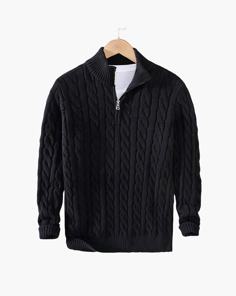 Jersey de Punto Trenzado con Cremallera