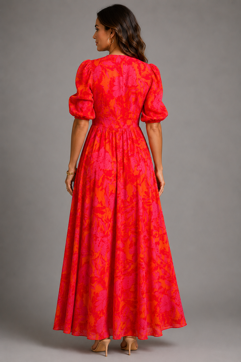 Olympe | Vestido Largo de Mujer Fluido Rosa y Naranja