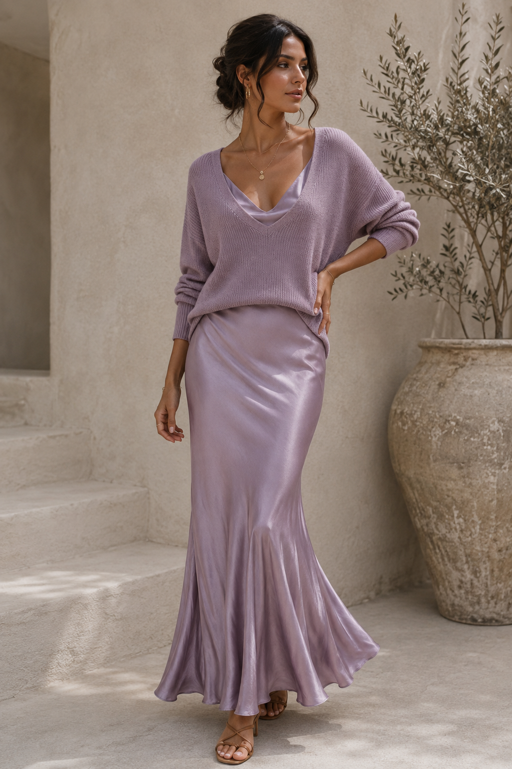 Alma | Vestido de Mujer de Satén con Cárdigan