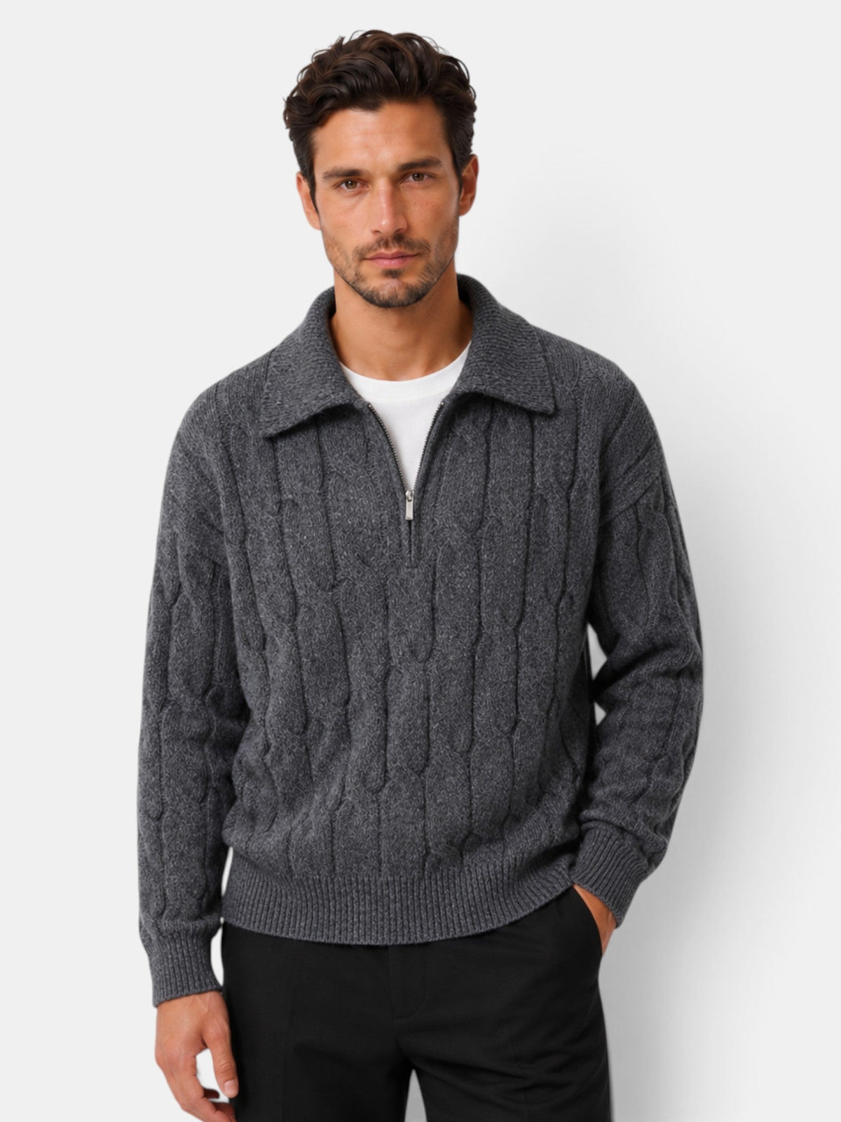 Suéter Hombre Cuello Solapa Holgado