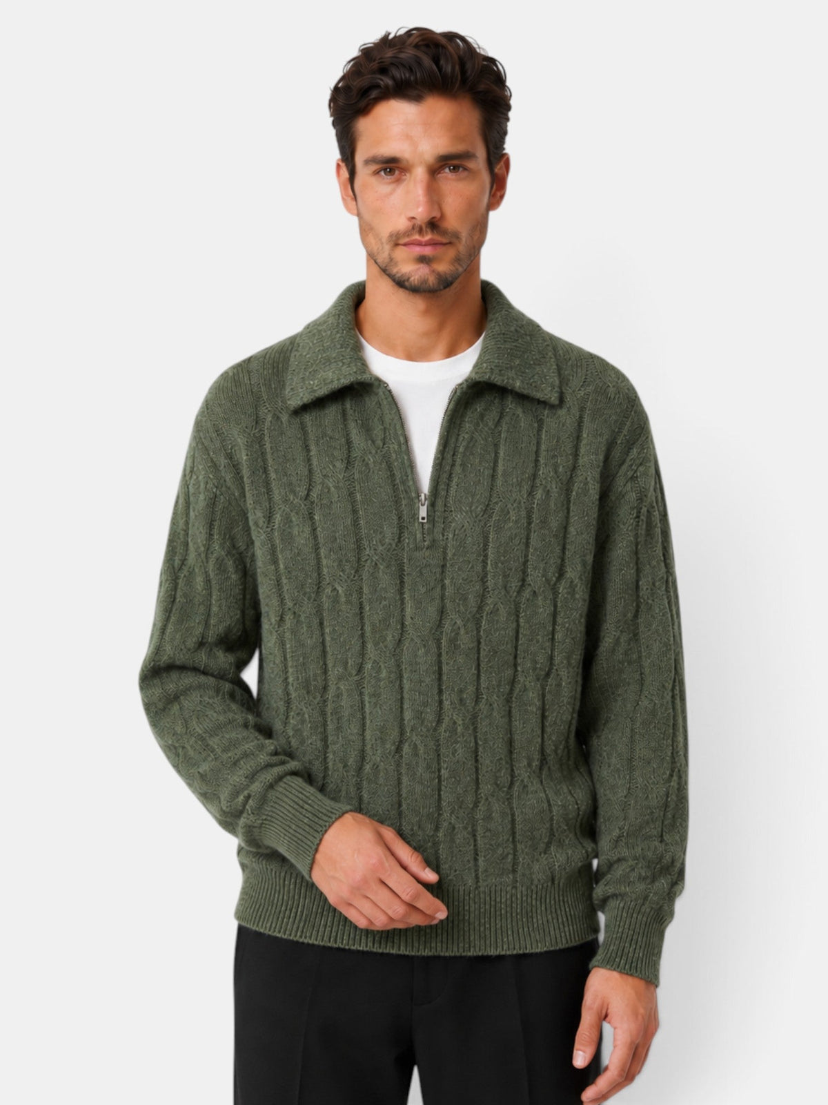 Suéter Hombre Cuello Solapa Holgado
