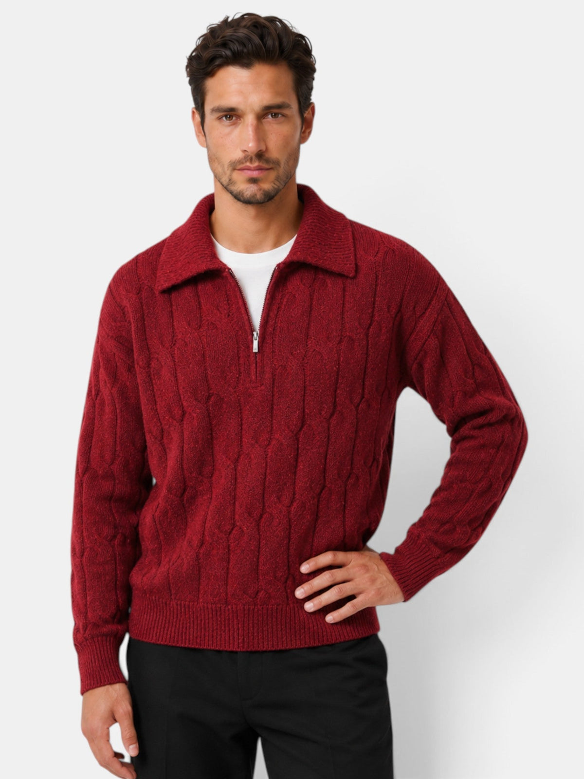 Suéter Hombre Cuello Solapa Holgado