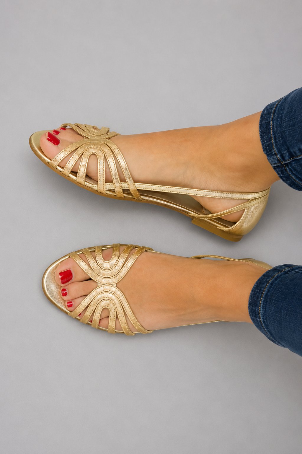 Solea™ | Sandalias Doradas Elegantes Punta Abierta