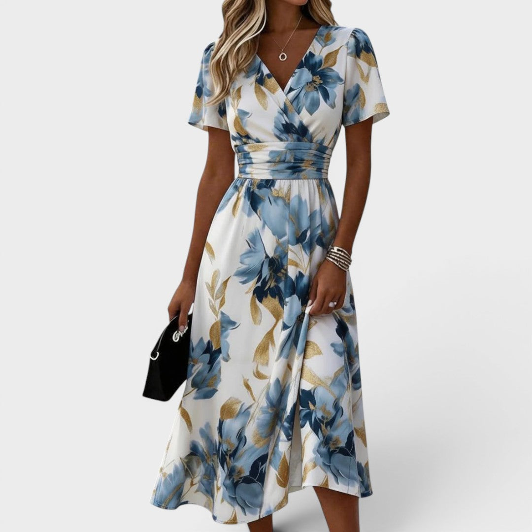 Denise | Vestido Midi de Mujer Floral Acuarela