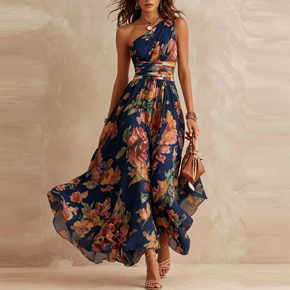 Aurora | Vestido Largo de Mujer de Un Hombro Floral