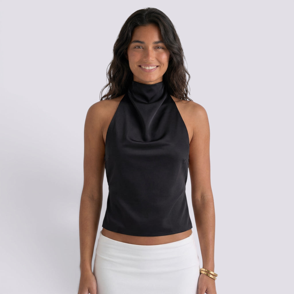 Top Satén Halter Mujer Sofisticado