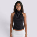 Top Satén Halter Mujer Sofisticado