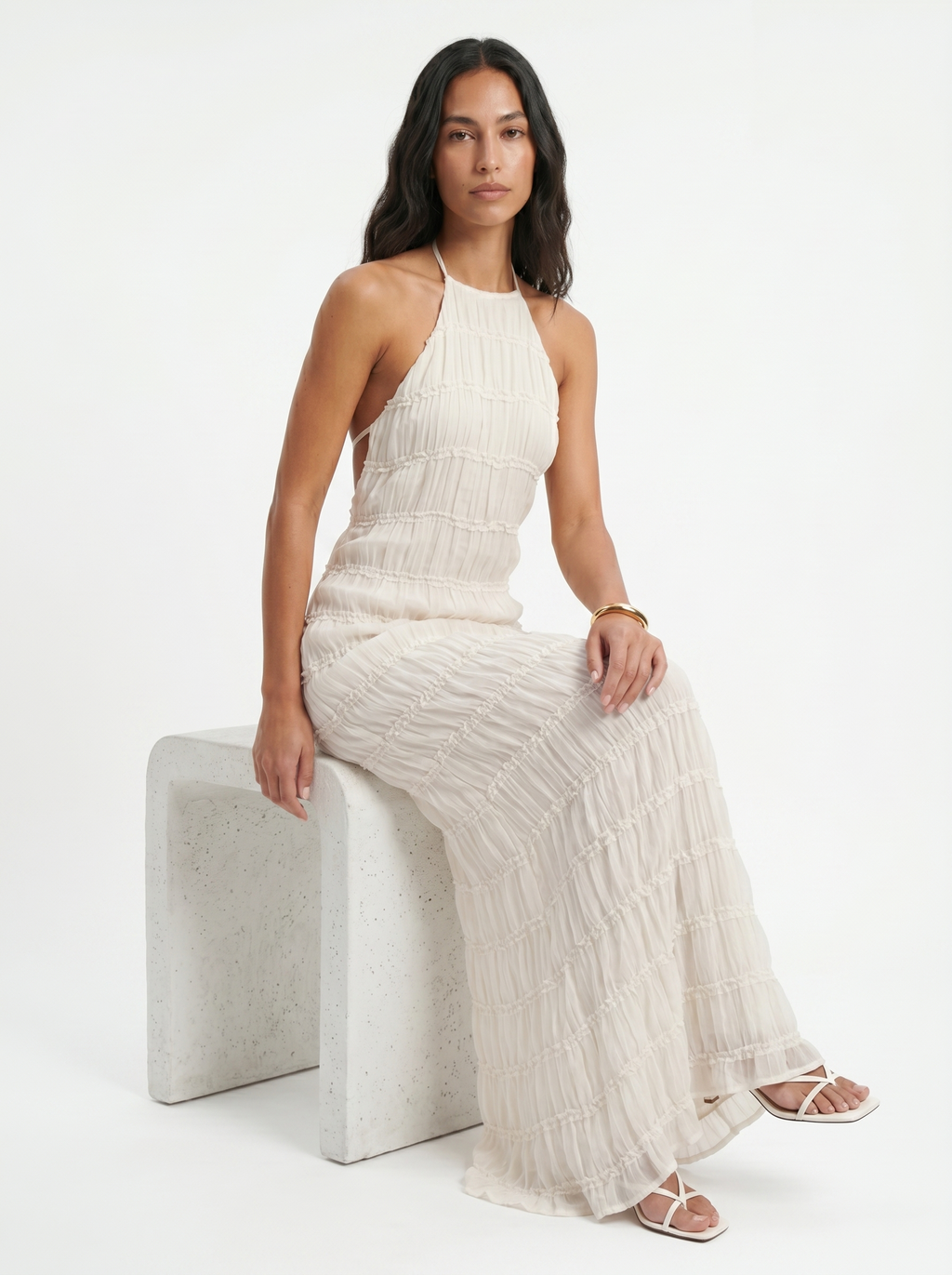 Angela | Vestido Largo de Mujer con Volantes Escalonados