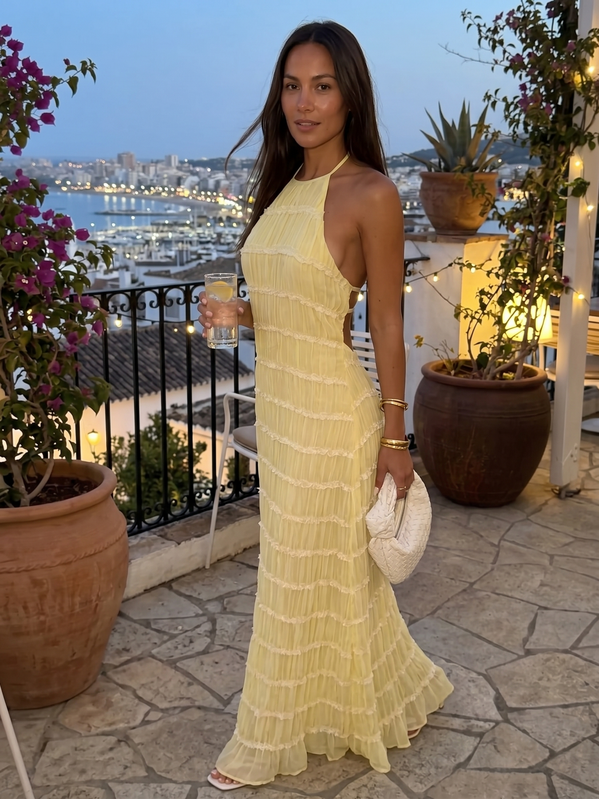 Angela | Vestido Largo de Mujer con Volantes Escalonados