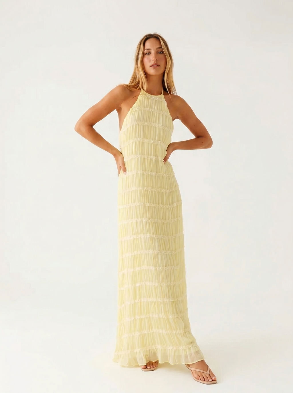 Angela | Vestido Largo de Mujer con Volantes Escalonados