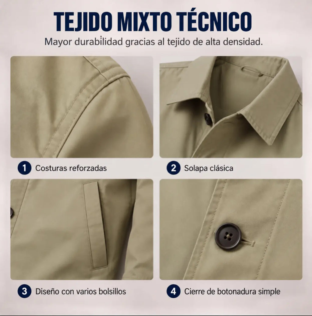 Bruno | Gabardina Impermeable de Hombre de Largo Medio