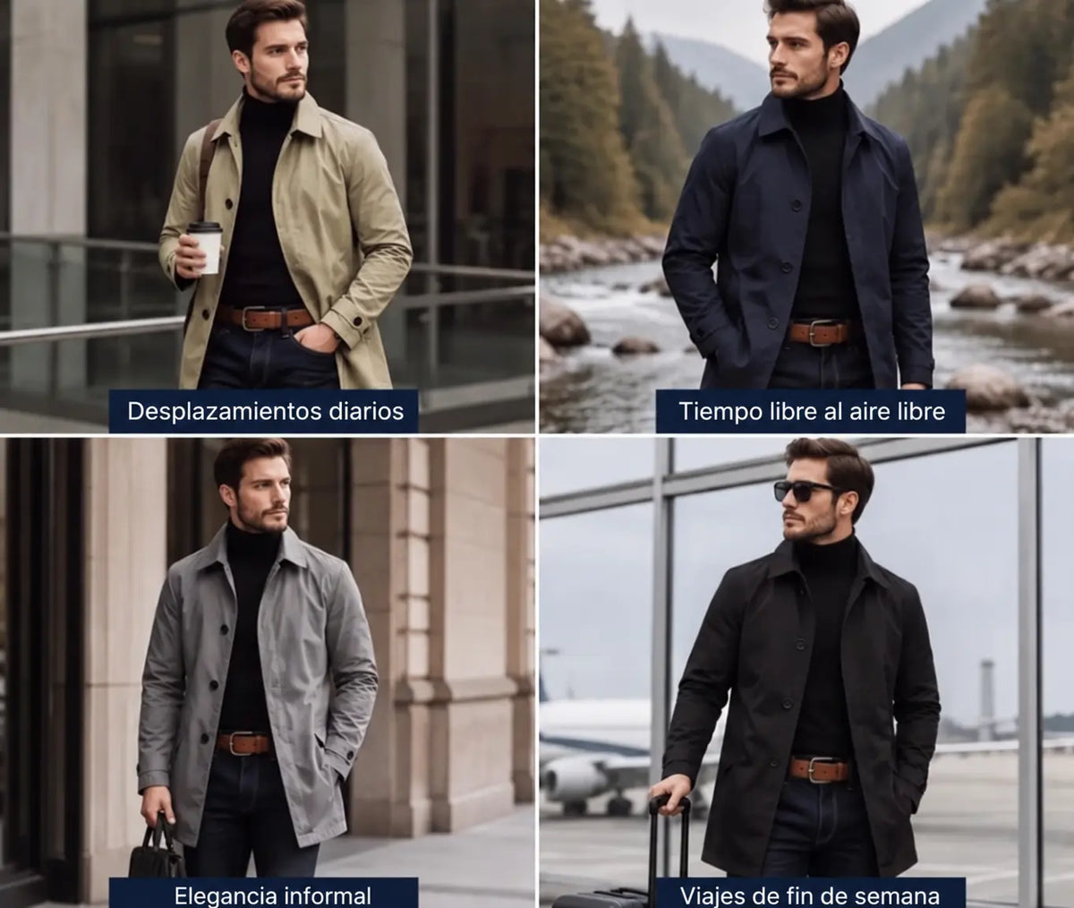 Bruno | Gabardina Impermeable de Hombre de Largo Medio