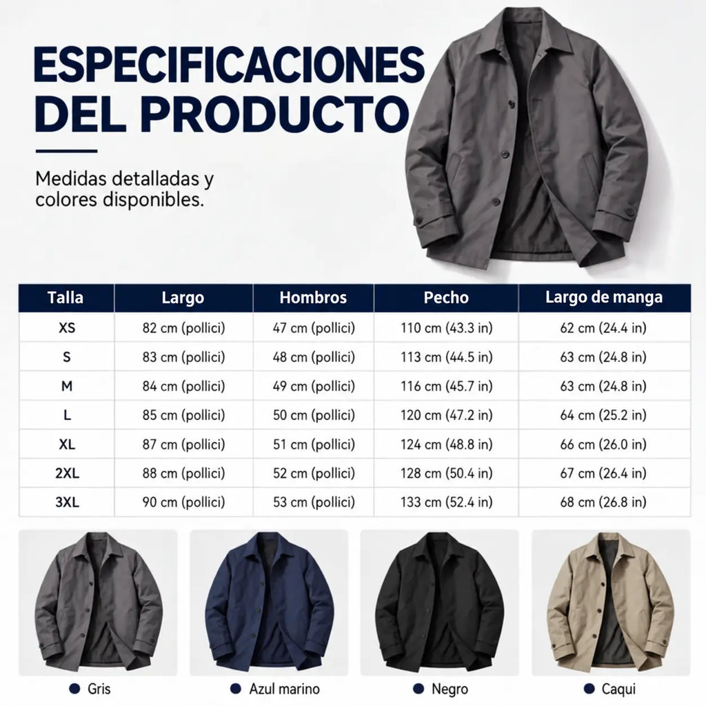 Bruno | Gabardina Impermeable de Hombre de Largo Medio