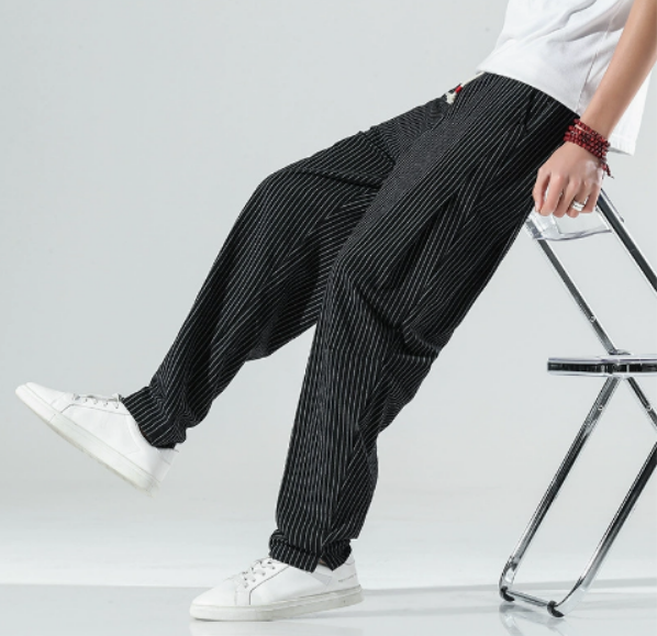 Pantalón de Lino Hombre Cintura Elástica Casual Verano