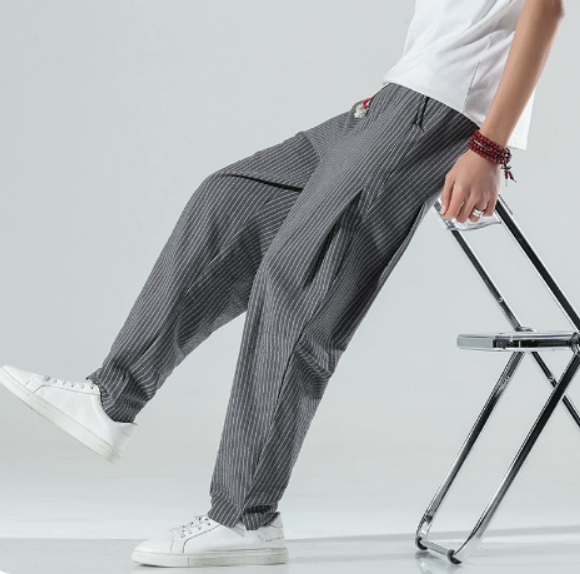 Pantalón de Lino Hombre Cintura Elástica Casual Verano