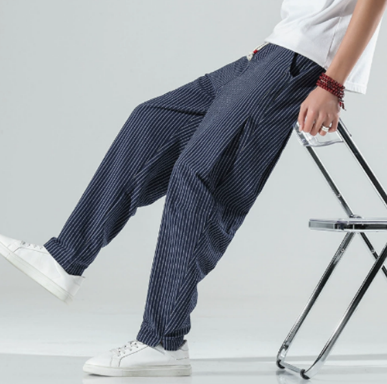 Pantalón de Lino Hombre Cintura Elástica Casual Verano