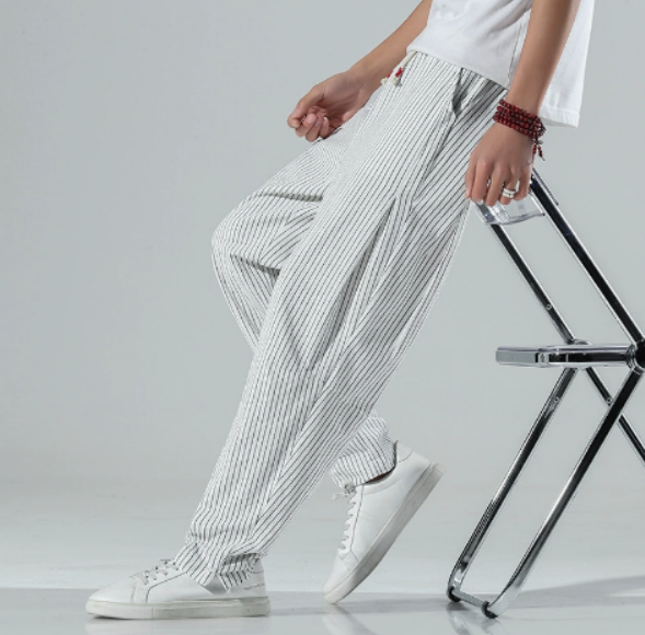 Pantalón de Lino Hombre Cintura Elástica Casual Verano