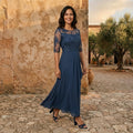 Lorenza | Vestido de Mujer de Gasa con Cuerpo de Encaje