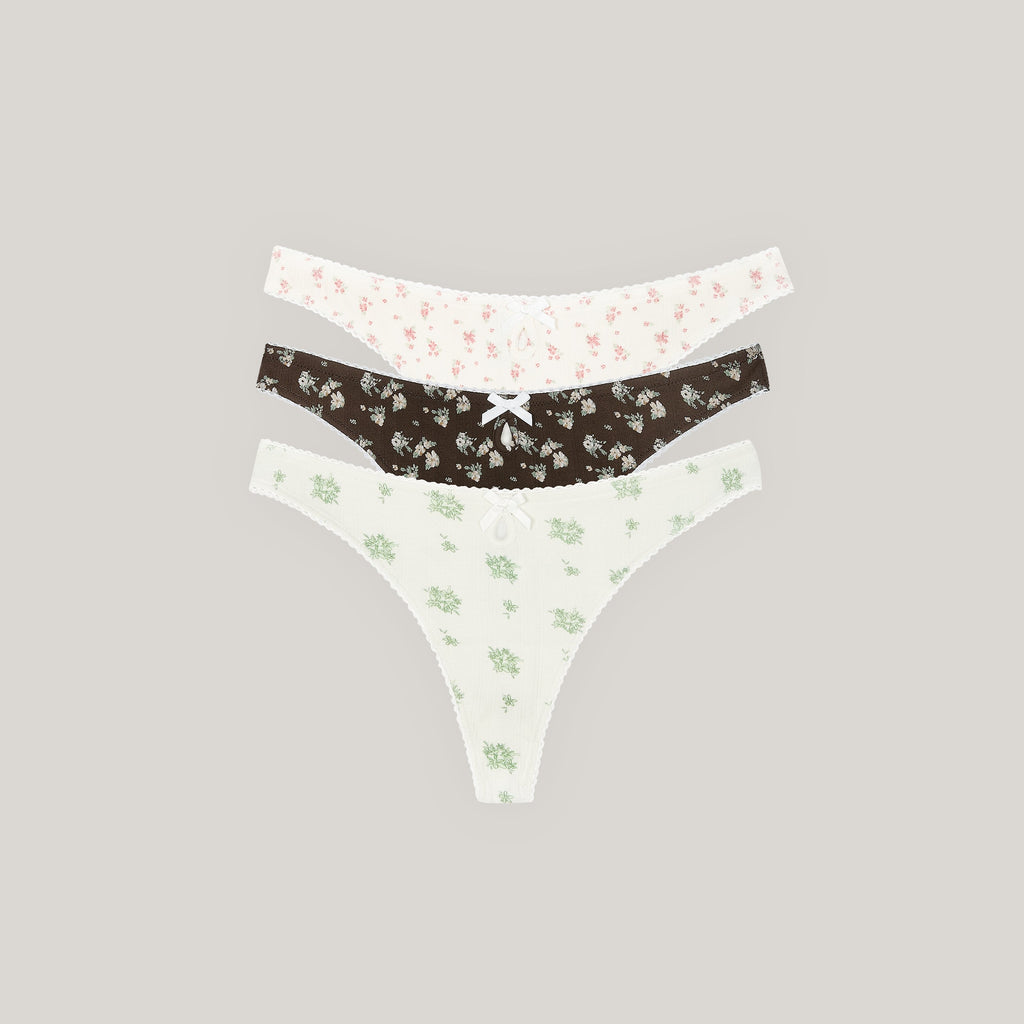 Tangas Pointelle (paquete de 3) - Diseños neutros