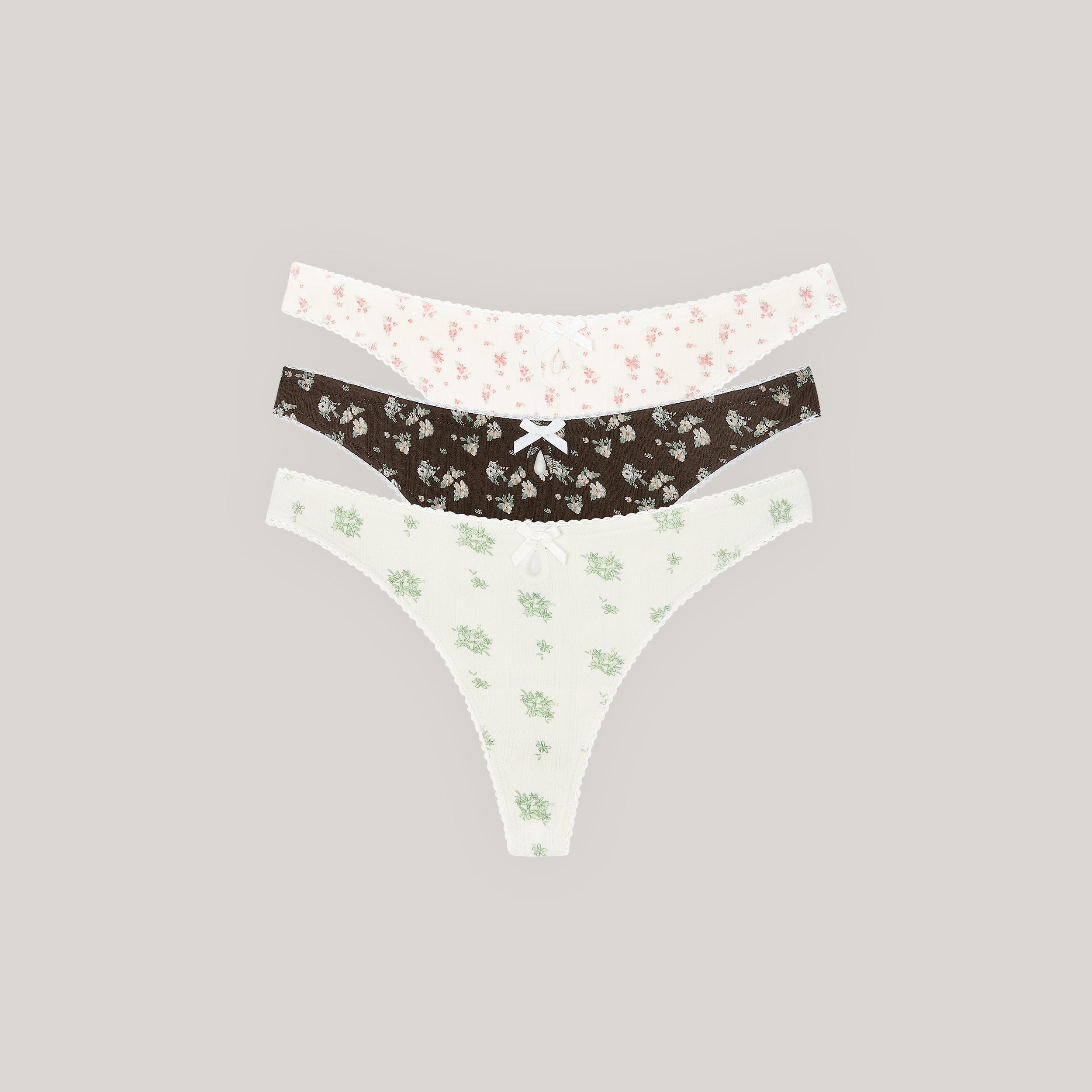 Tangas Pointelle (paquete de 3) - Diseños neutros