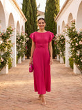 Seraphina | Vestido Largo de Mujer Plisado con Cinturón Anudado