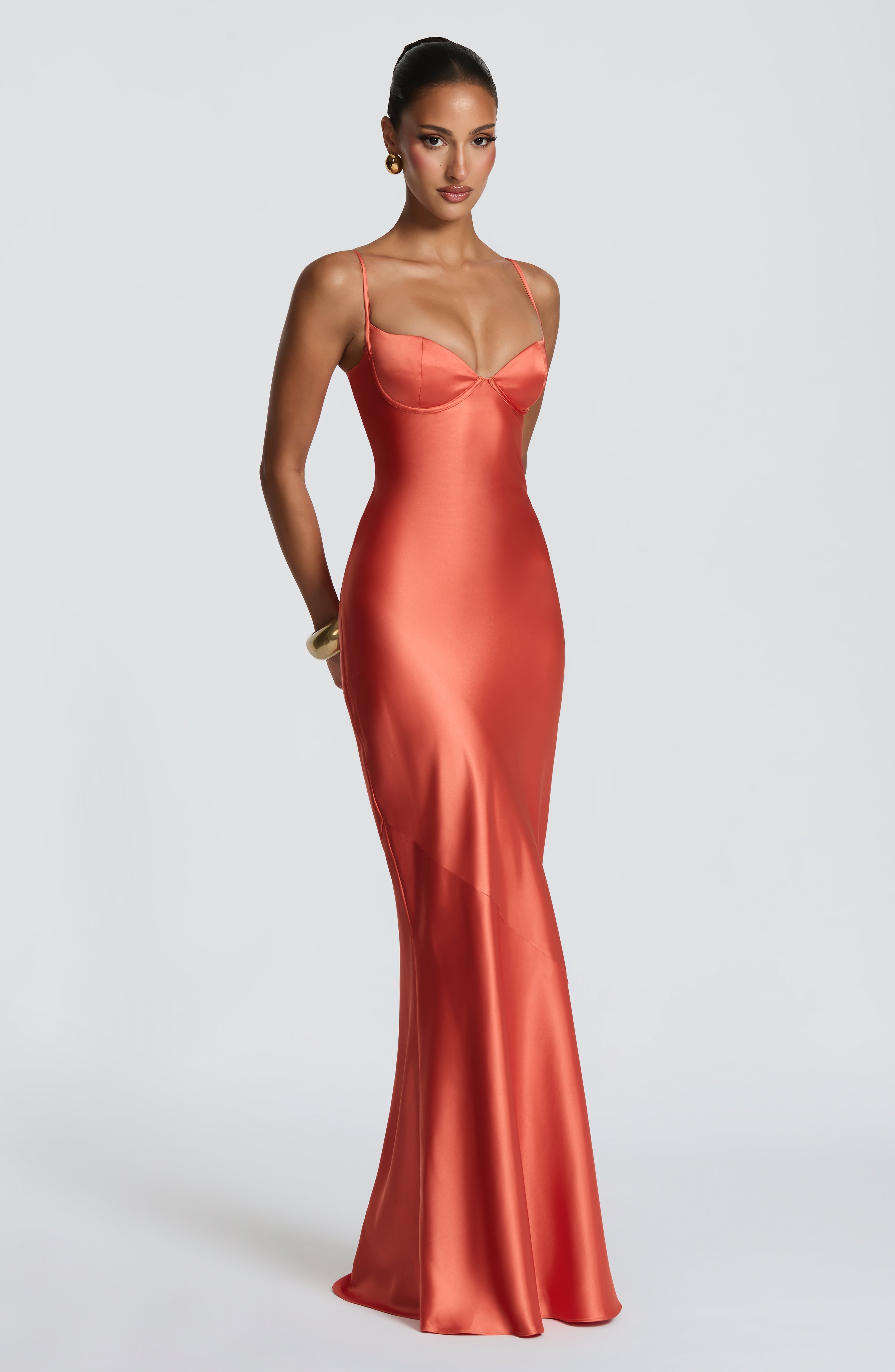 Vestido Seda Coral