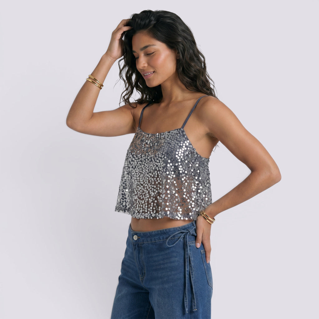 Top Lentejuelas Mujer Fiesta Verano