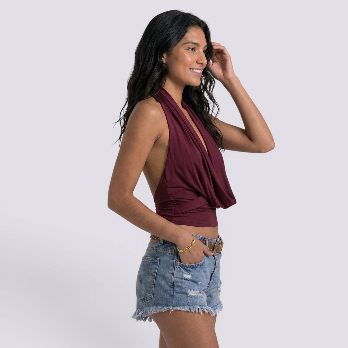 Top Halter Mujer Elegante Sofisticado