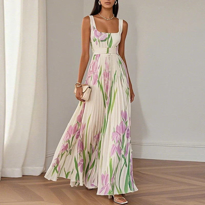 Oriah | Vestido Largo de Mujer Floral de Seda Corte en A