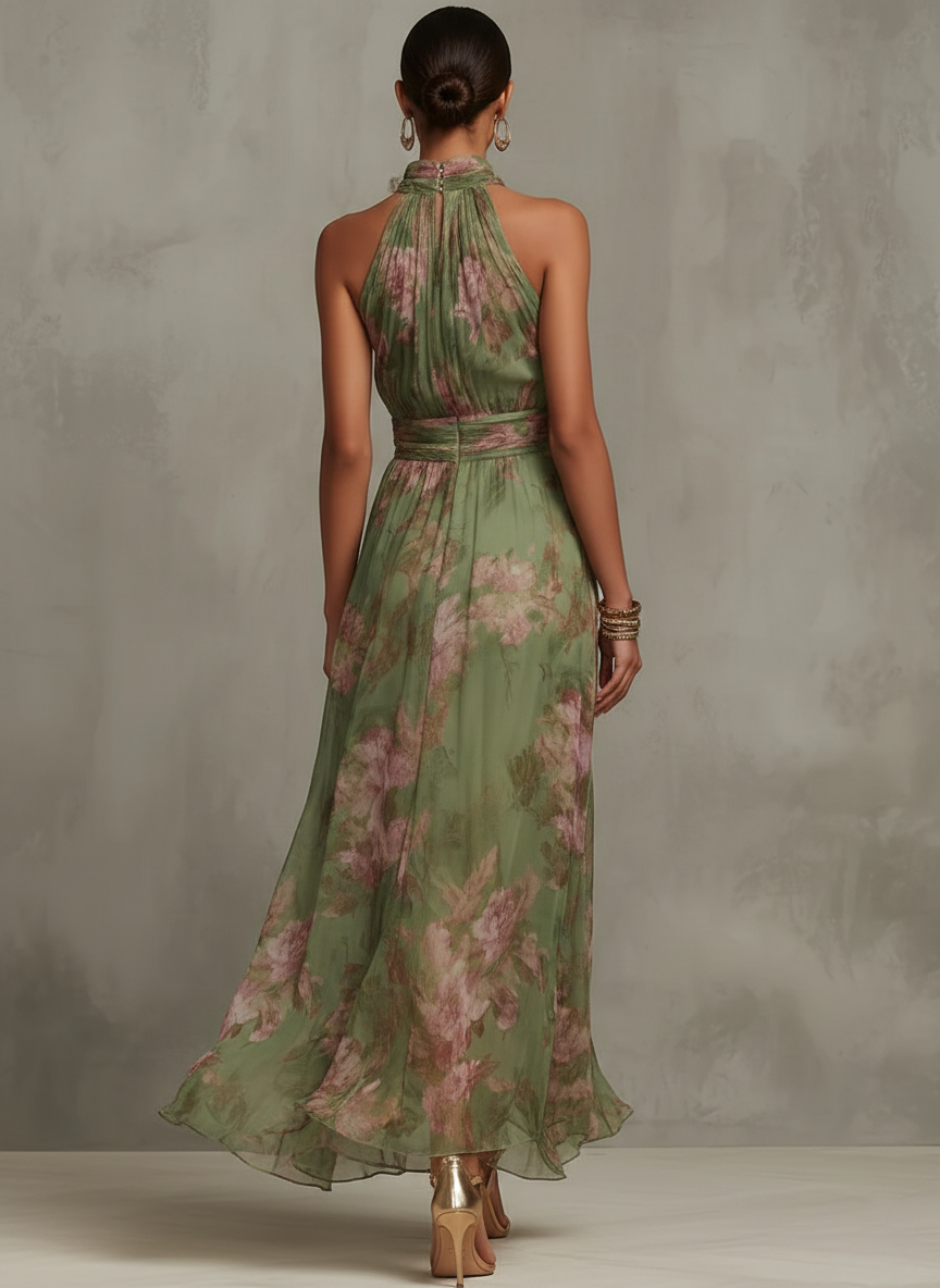 Lidia | Vestido Largo de Mujer de Lino con Cuello Halter