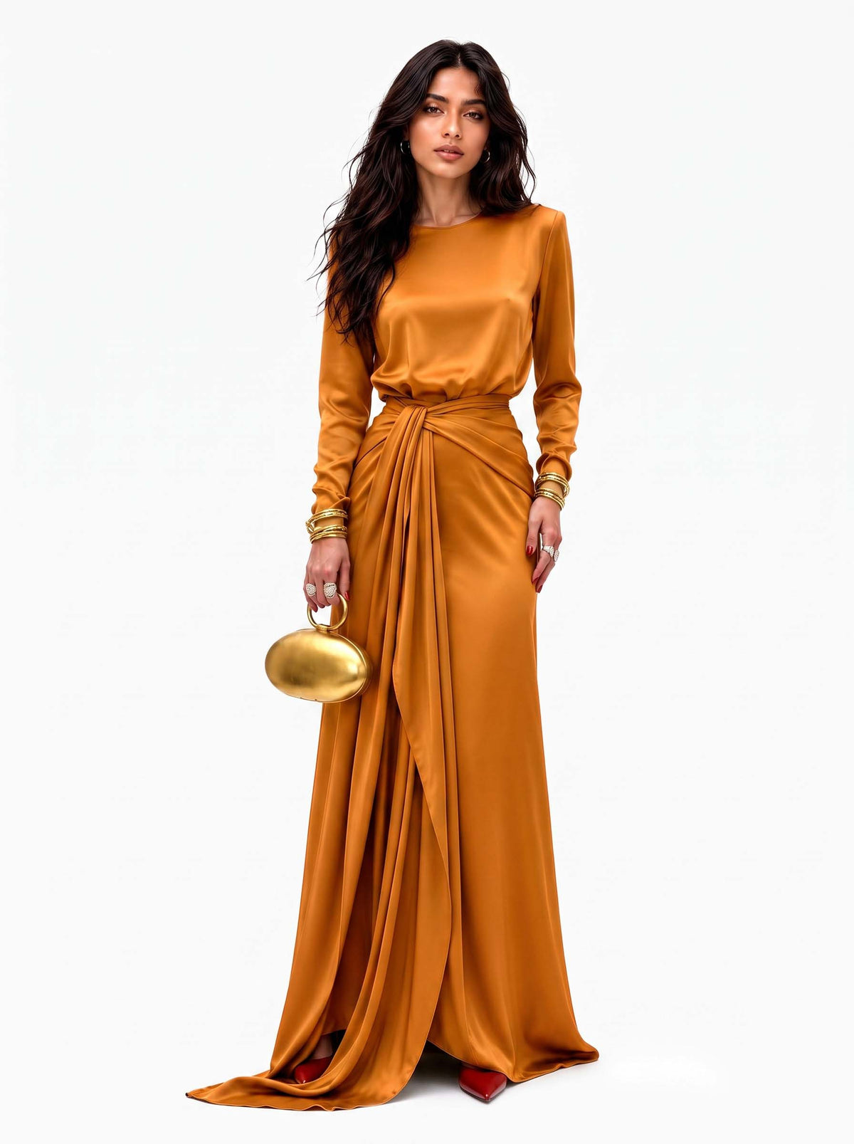 Cassandra | Vestido Largo de Mujer de Satén Drapeado
