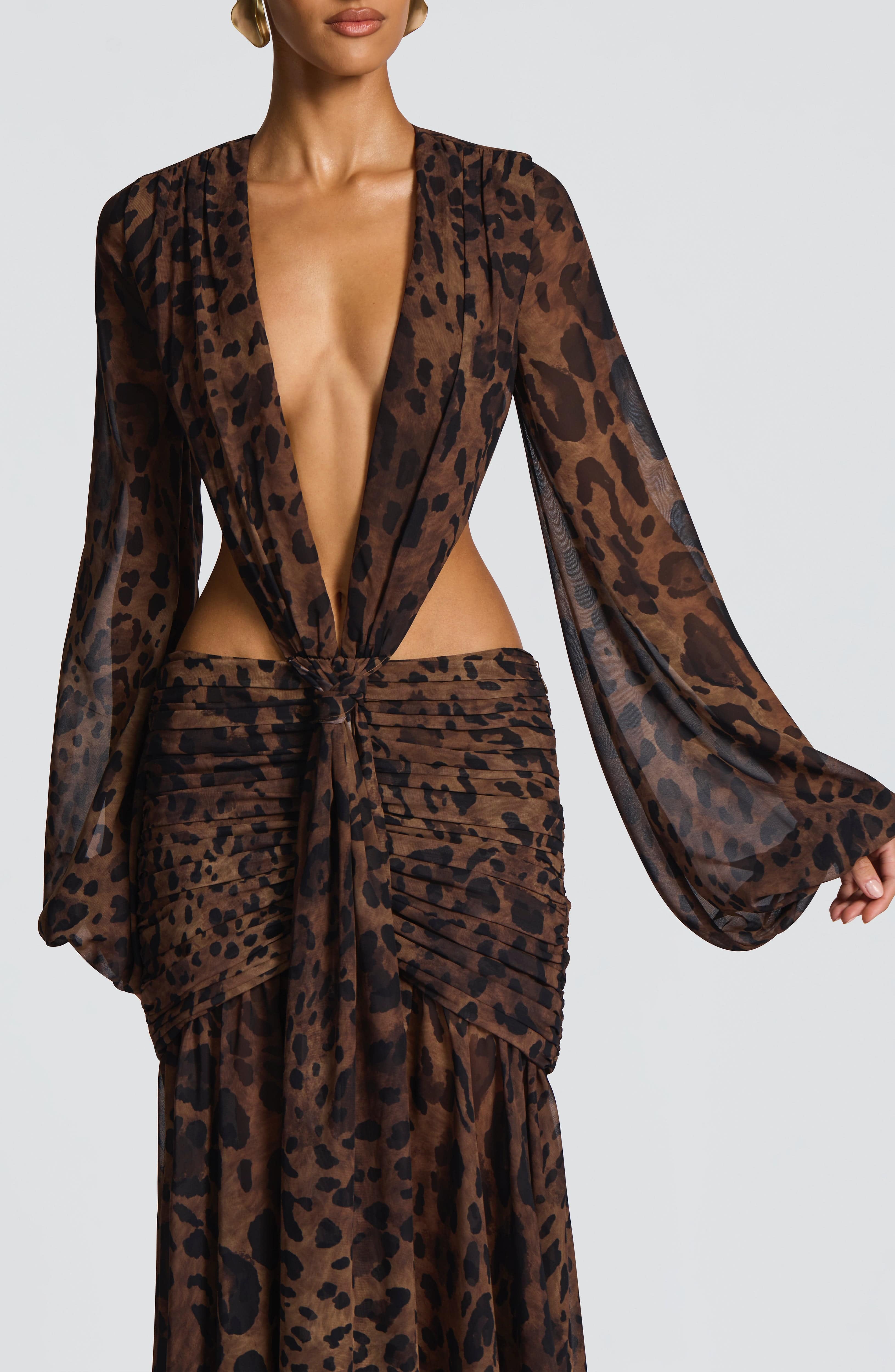 Vestido largo Andrina - Estampado de leopardo