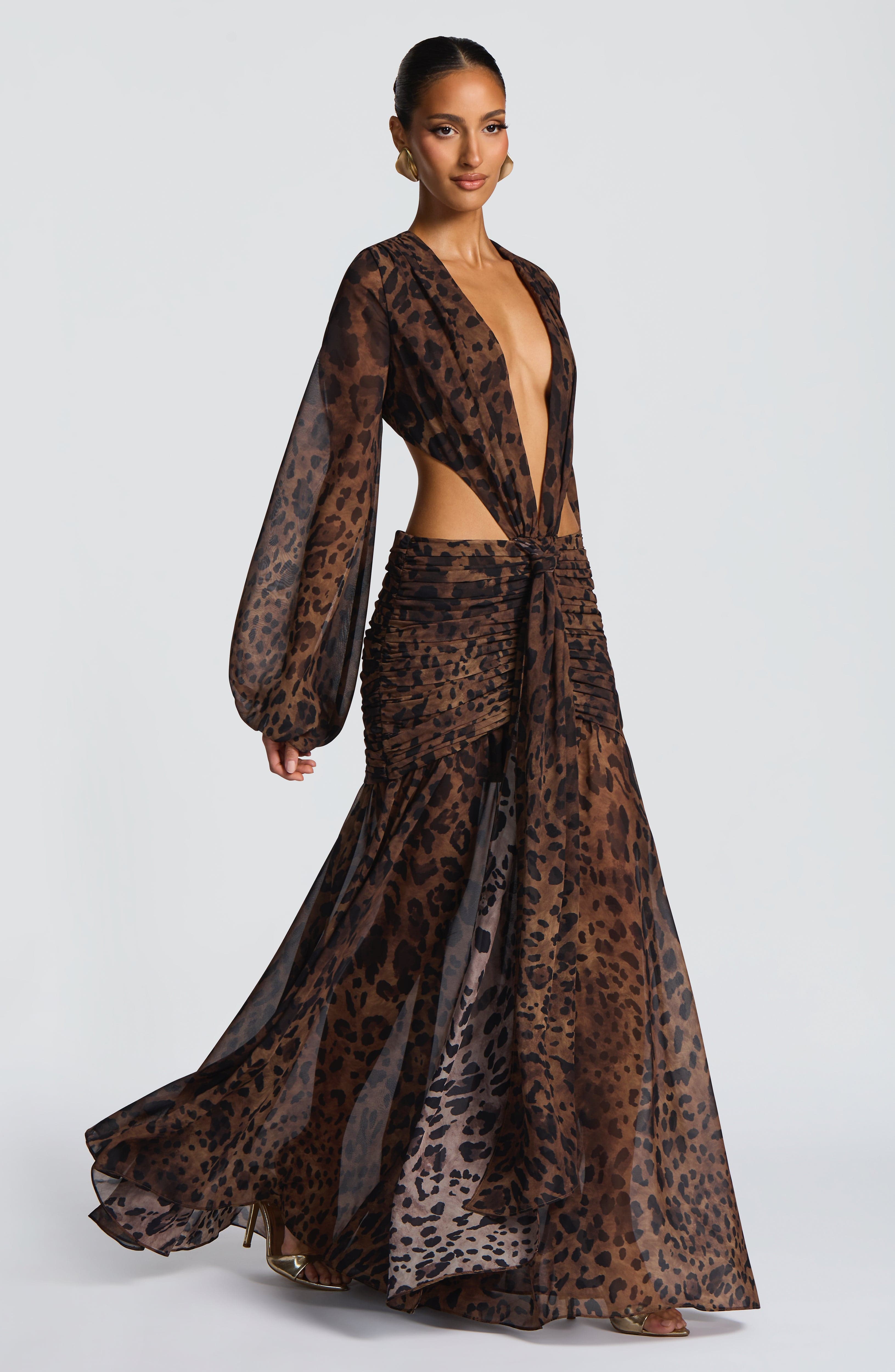 Vestido largo Andrina - Estampado de leopardo